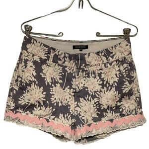 Upcycled DEAR JOHN Navy Floral Shorts RicRac & Lace Size 26 / S Refashioned